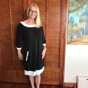 Black and cream dress.
